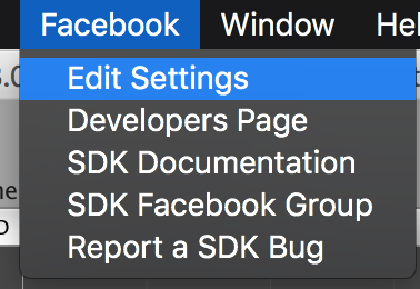 Facebook - Edit Settings 메뉴 선택